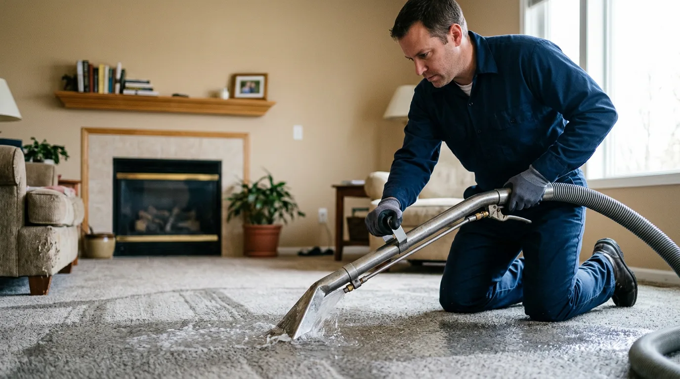 Water damage restoration technician working near Spokane, WA
